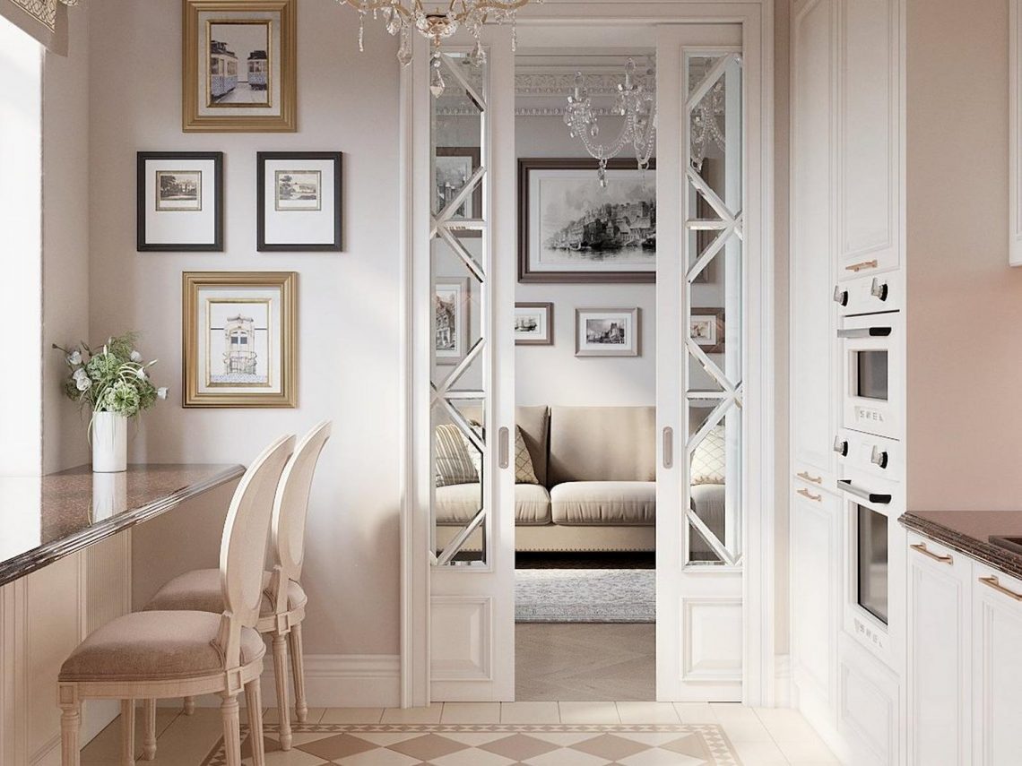 Lágy púderes, bézs, fehér színpaletta egy otthonosan elegáns kétszobás lakásban