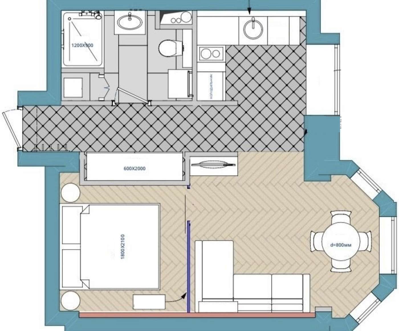 Stílusos kis lakás egyszerű anyagokkal, IKEA bútorokkal, zöld konyhával, üvegfallal - 36m2