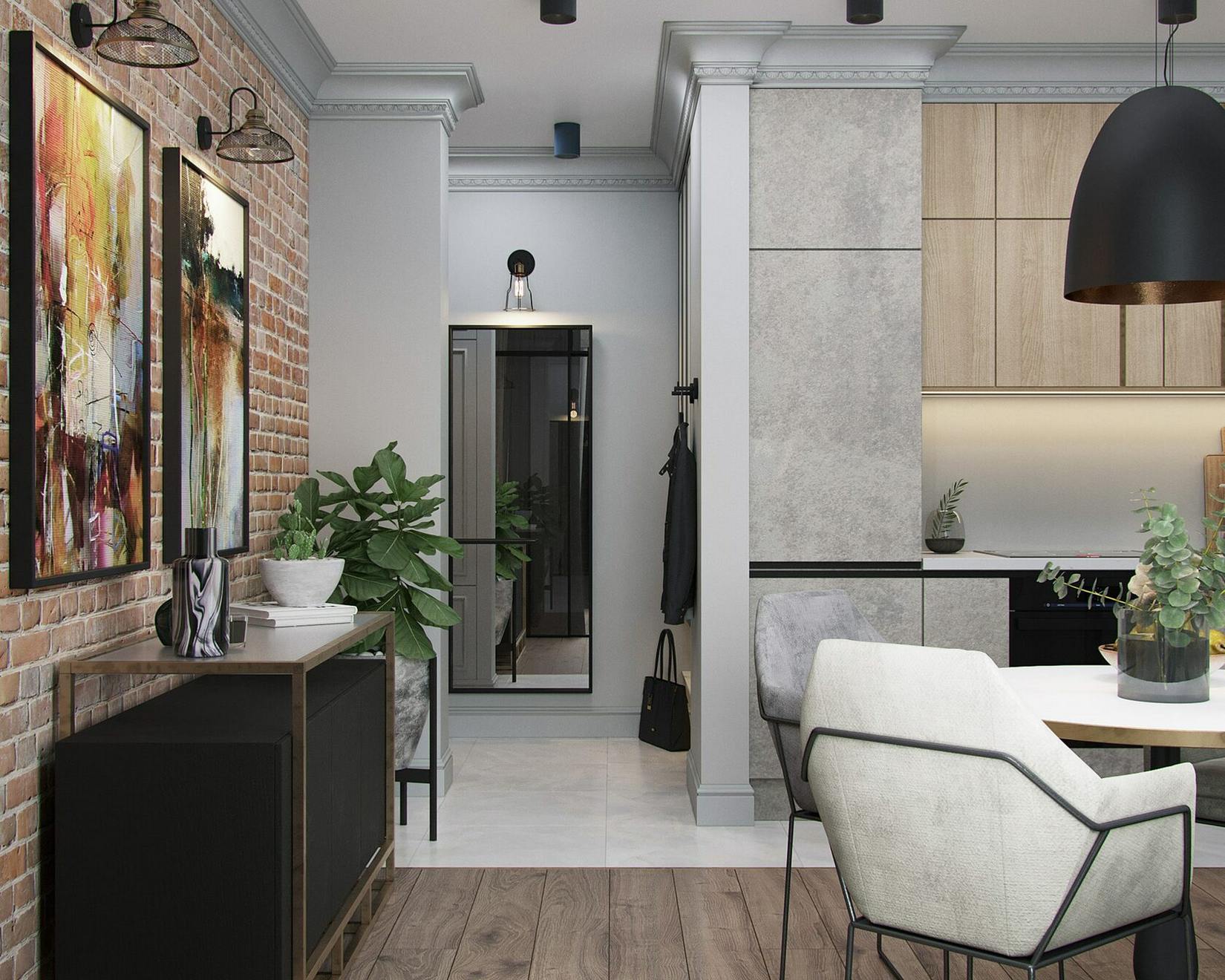 Válaszfalak nélkül átvett 46m2-ből modern kétszobás lakás - üveg térelválasztó elemek fiatal pár új otthonában Válaszfalak nélkül átvett 46m2-ből modern kétszobás lakás - üveg térelválasztó elemek fiatal pár új otthonában