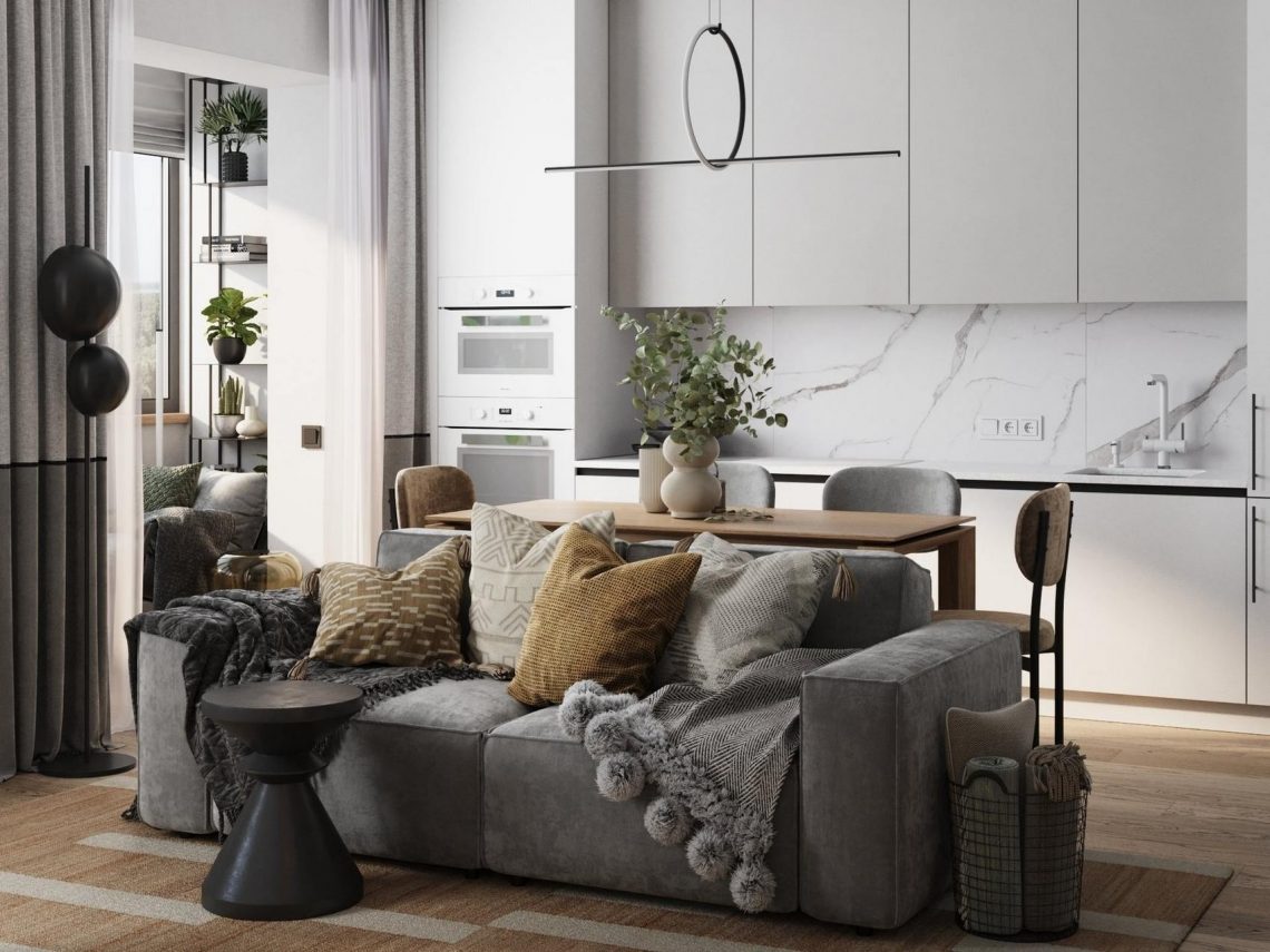 Hogyan lesz otthonosan elegáns egy 46m2-es lakás csak semleges árnyalatok és természetes anyagok párosításával