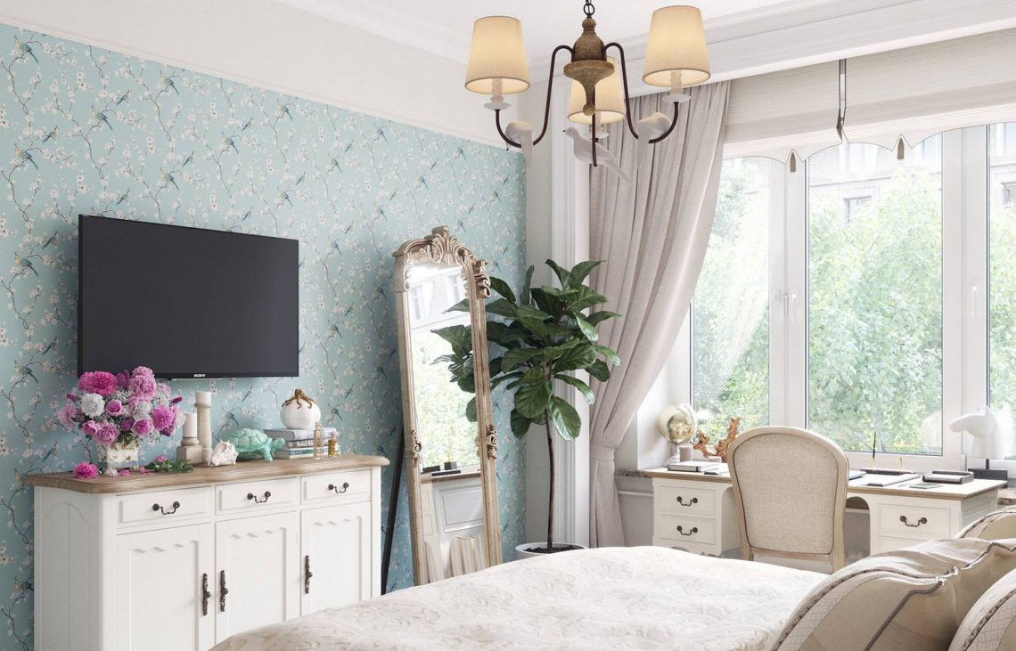 Szép dekoráció tapétákkal, jó elosztás és helykihasználás 49m2-en, klasszikus stílus kétszobás lakásban