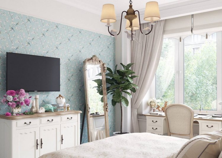 Szép dekoráció tapétákkal, jó elosztás és helykihasználás 49m2-en, klasszikus stílus kétszobás lakásban