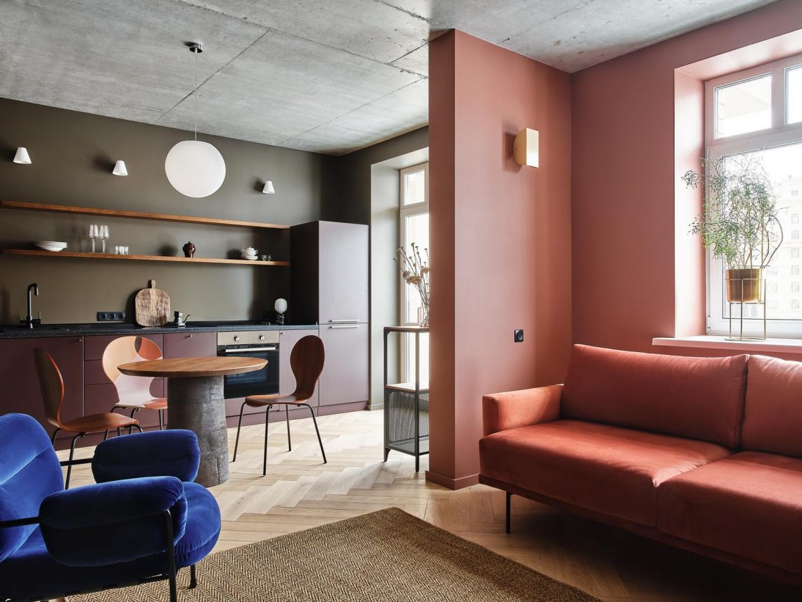 Modernizmus, art deco elemek eklektikus stílusú enteriőrben - fiatal hölgy 40m2-es otthona