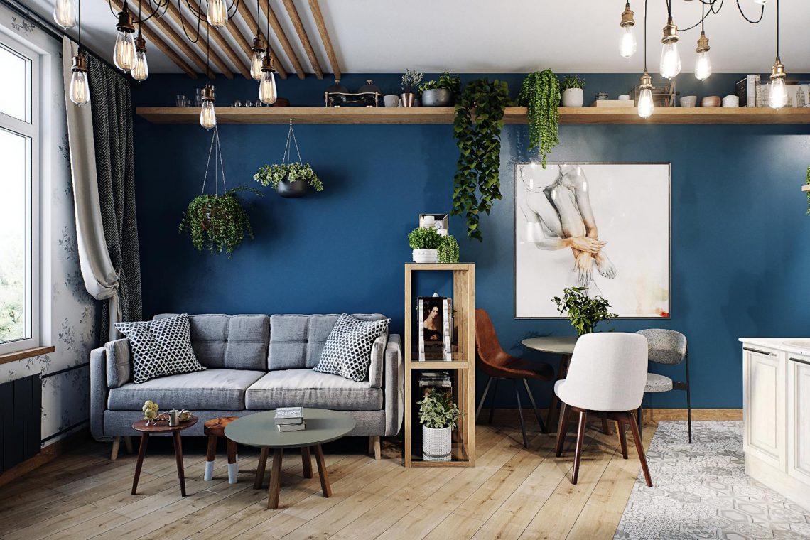 Kevés pénzből stílusosan - fiatal férfi kis 26m2-es otthona, ahol a fő szín egy szép, mély kék árnyalat