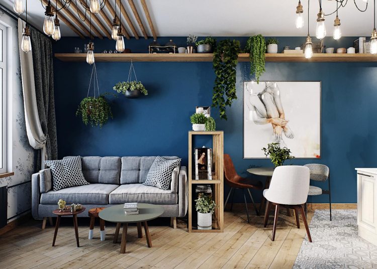 Kevés pénzből stílusosan - fiatal férfi kis 26m2-es otthona, ahol a fő szín egy szép, mély kék árnyalat