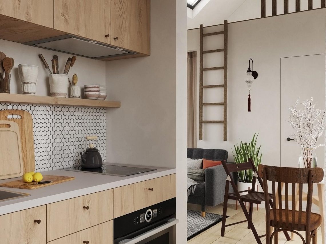 Tökéletesen élhető modern kis ház mindössze 40m2-en - nagy terasz, galéria és természetes színek, anyagok