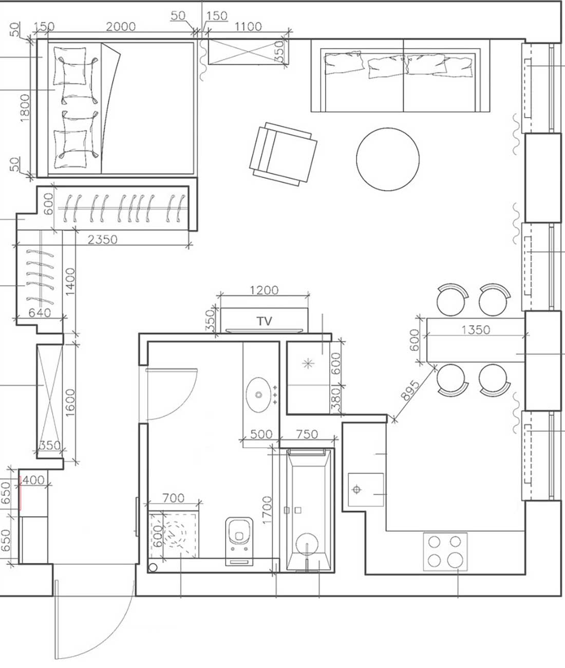 Egyedül élő hölgy kényelmes, 48m2-es otthona, egyszobás lakás elegáns, letisztult lakberendezéssel