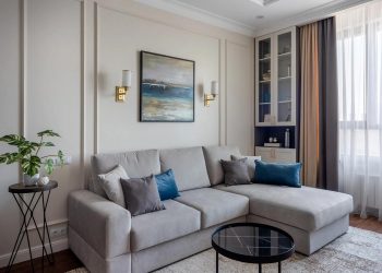 Otthonosan elegáns amerikai klasszikus stílus 55m2-es lakásban