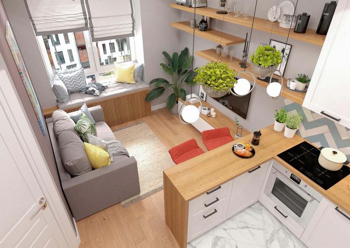 Első lakás - fiatal lány 34m2-es otthona meleg színekkel, természetes és modern hangulattal