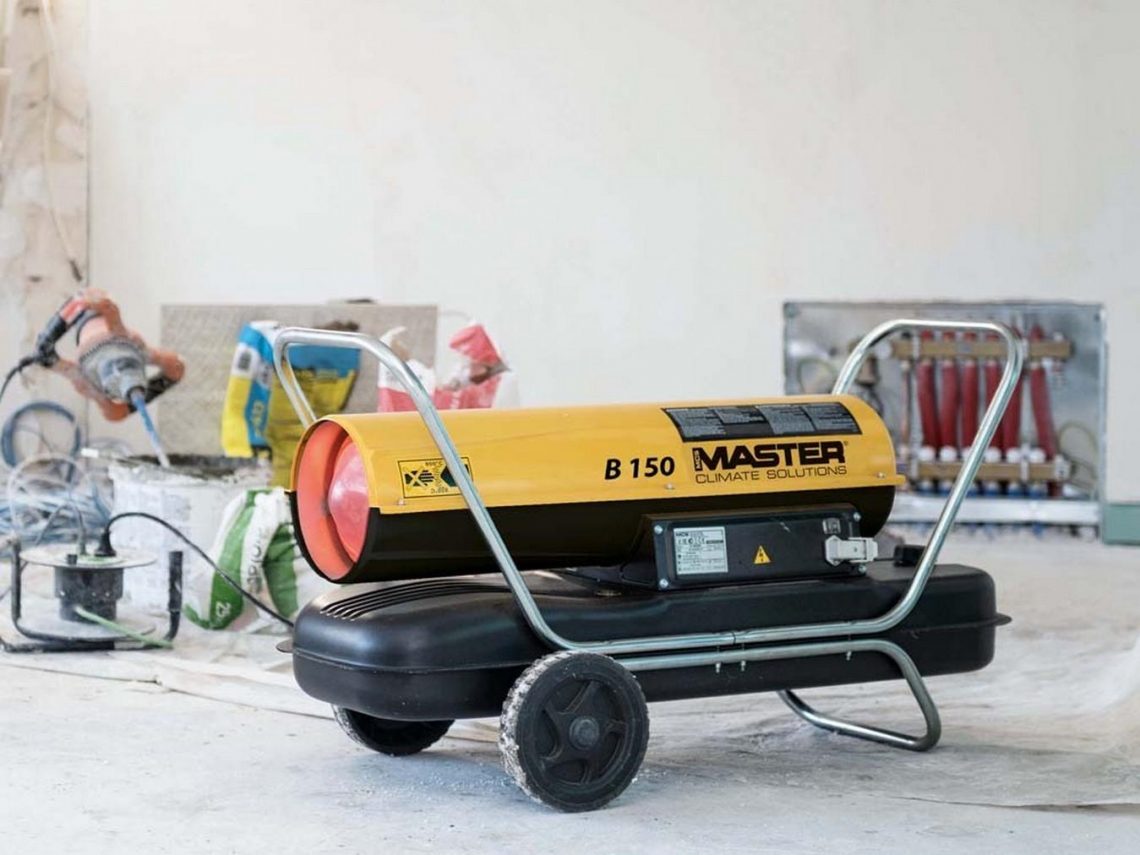 Építkezési területek fűtése hőlégfúvókkal