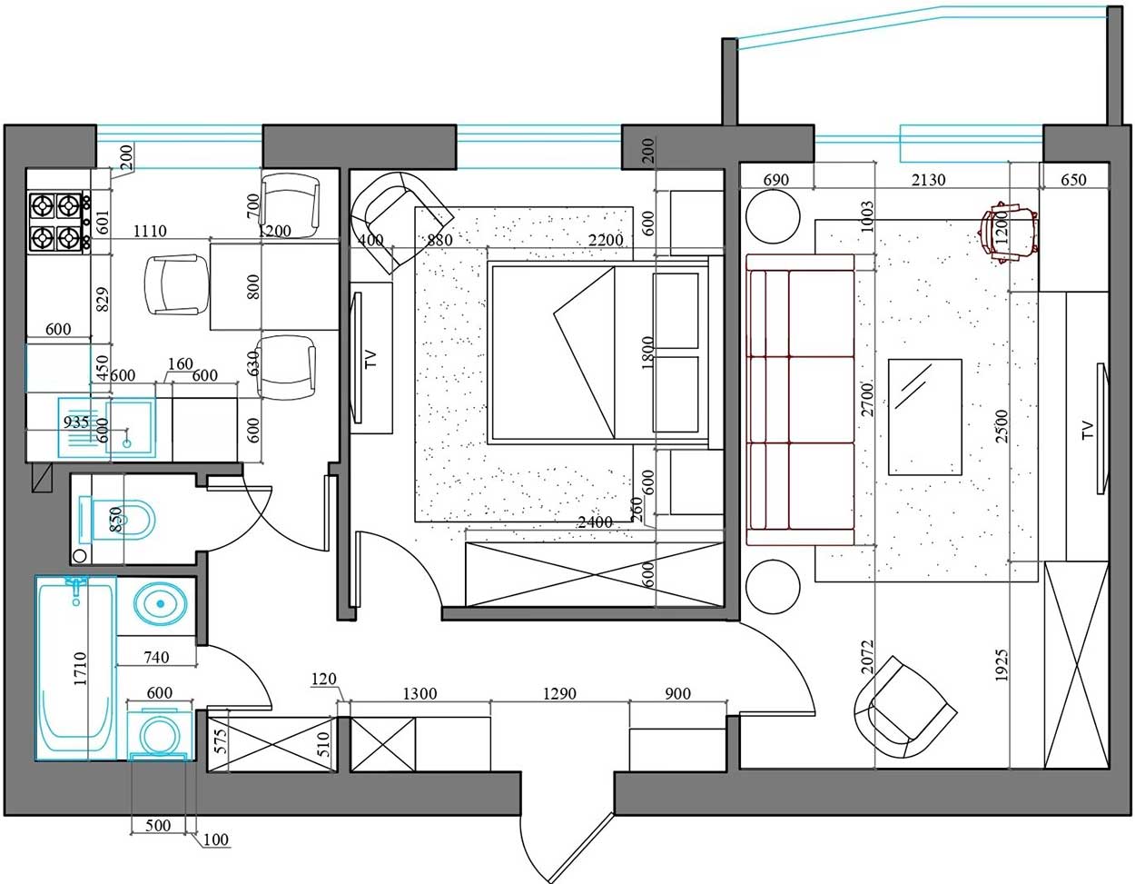 Modern, kényelmes otthon a tulajdonos anyukájának berendezve - 55m2-es, kétszobás lakás felújítása