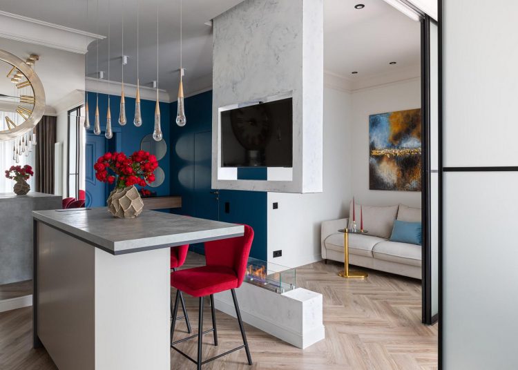 Érdekes elrendezéssel alakított kétszobássá egy egyszobás, 48m2-es lakást a lakberendező