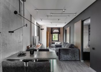 Brutalista lakberendezési stílus 63m2-es legénylakásban