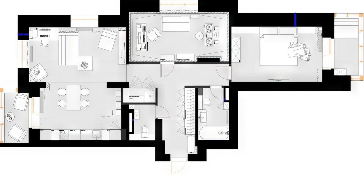 Férfi modern lakása saját zenestúdióval, monokróm színpalettával - 90m2