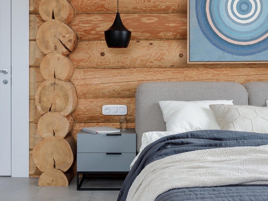 Egyszintes faház modern dizájn megoldásokkal berendezve