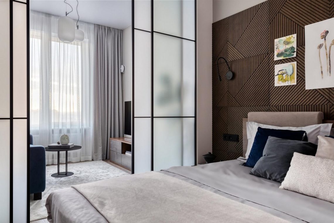 Ha kevés az ablak - egyszobás lakásban külön háló eltolható üvegfallal, 45m2