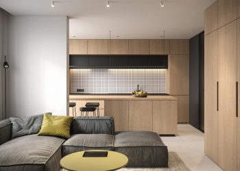 Szekrény, mely egyszerre fal és tárolóhely - 40m2-es lakás modern, ötletes berendezése