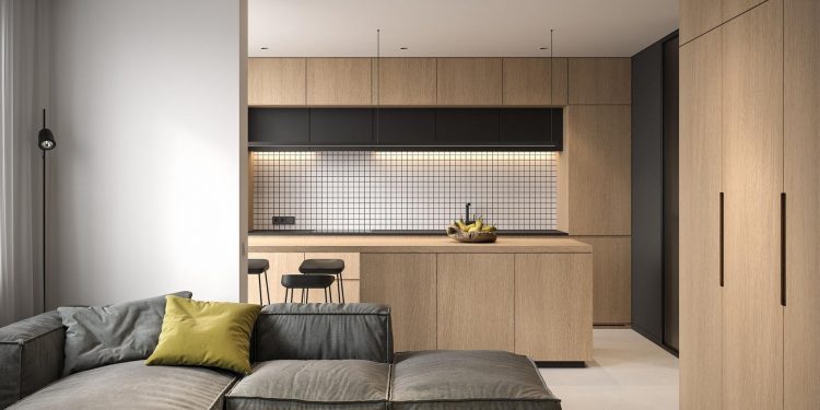 Szekrény, mely egyszerre fal és tárolóhely - 40m2-es lakás modern, ötletes berendezése