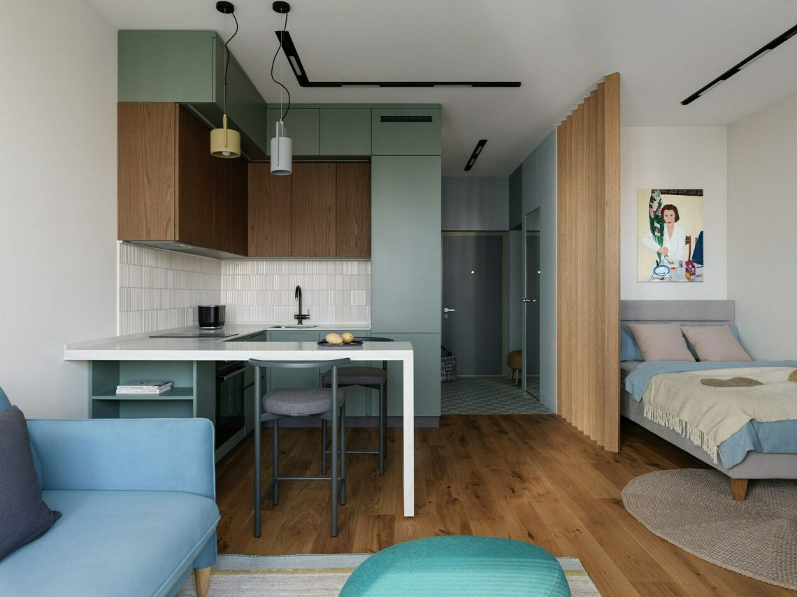 Tanárnő otthona, egy személy számára berendezett hangulatos és kényelmes 33m2-es lakás