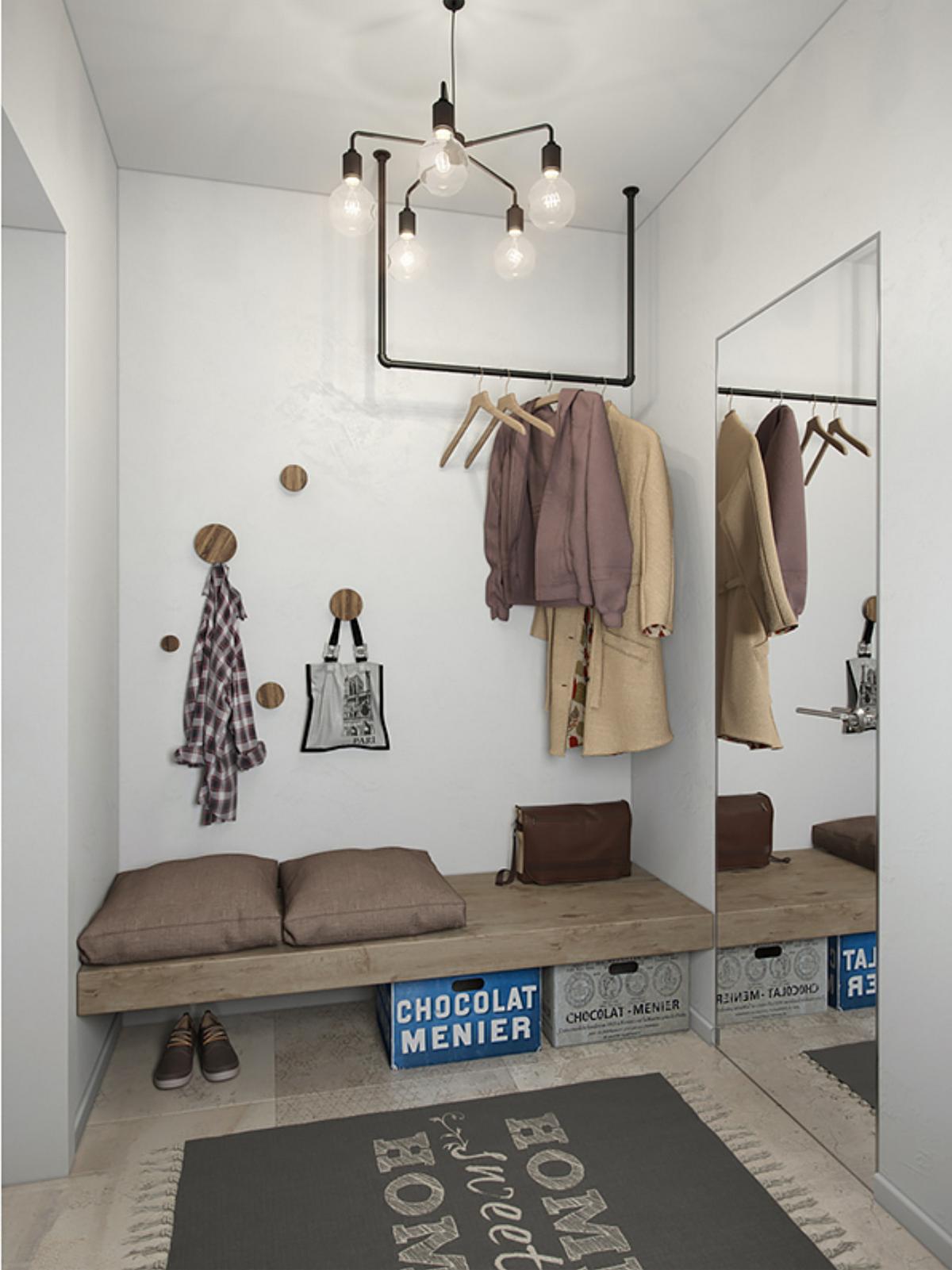 Zseniálisan berendezett keskeny kislakás nem szokványos konyha és háló kialakítással, 30m2 Zseniálisan berendezett keskeny kislakás nem szokványos konyha és háló kialakítással, 30m2