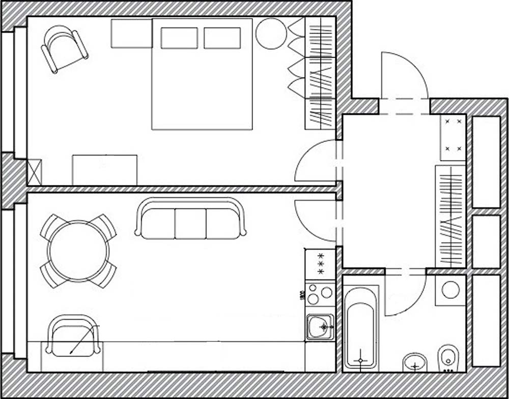 Egzotikus hangulatú, színes hálószoba és "láthatatlan" konyha fiatal nő új otthonában, 52m2