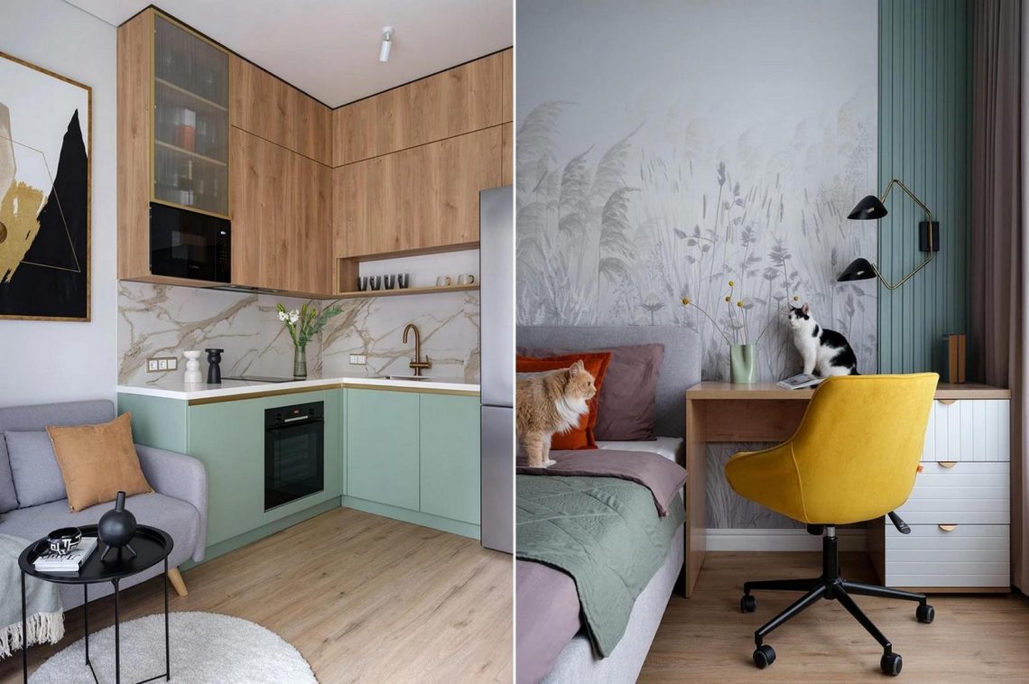 Fiatal nő és két cica gyönyörűen berendezett 44m2-es otthona