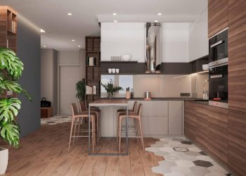 Otthonosan elegáns: meleg szürke és természetes fa szép összhangja 54m2-es lakásban