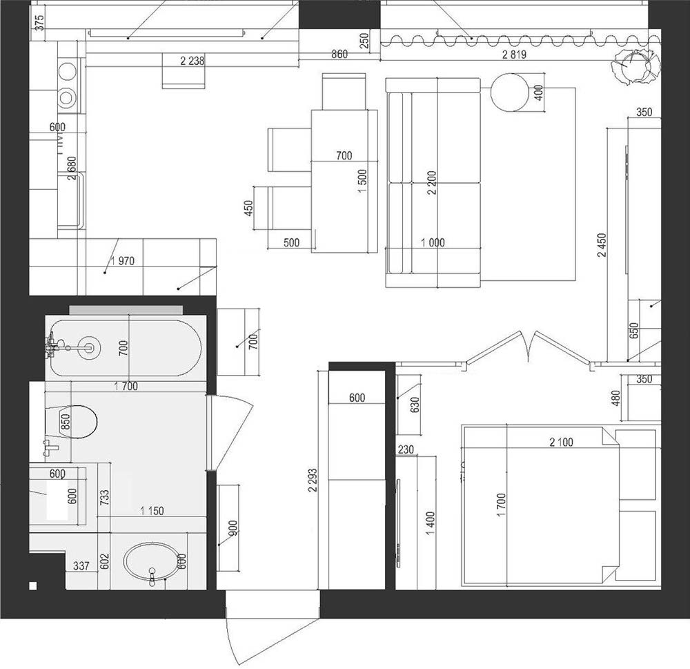 Tengeri hangulat és modern természetesség fiatal nő 38m2-es otthonában