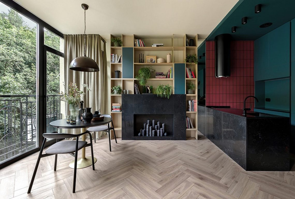 Erdő mellett - 53m2-es lakás, ahol a zöld erdei lombok árnyalatai inspirálták a berendezést