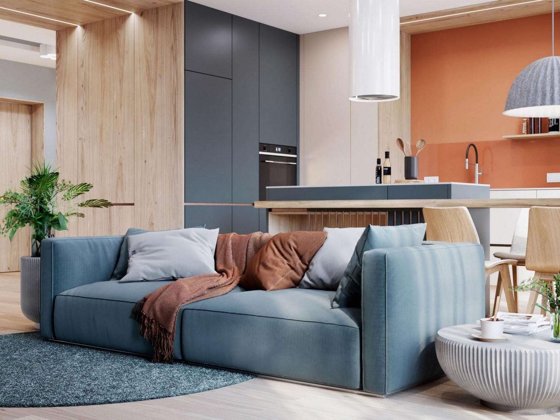 Friss, modern berendezés fiatal párnak és kutyájuknak, 78m2