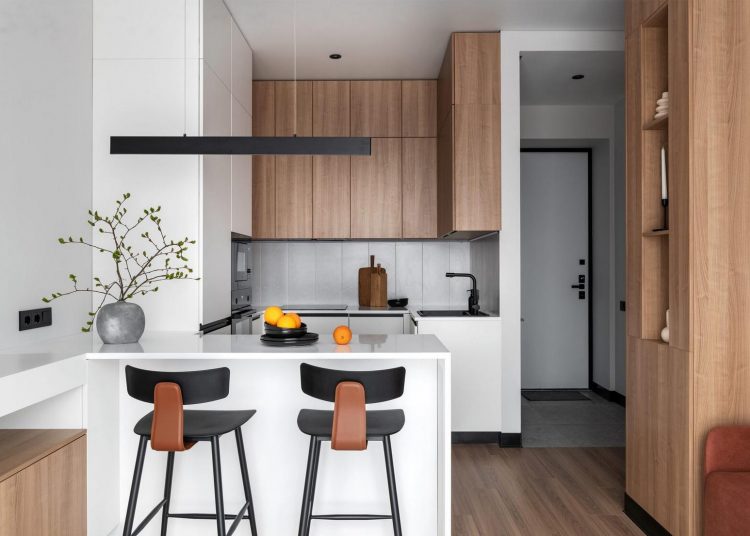 37m2-es lakás modern, egységes, túlzás nélkül berendezett terei fiatal párnak