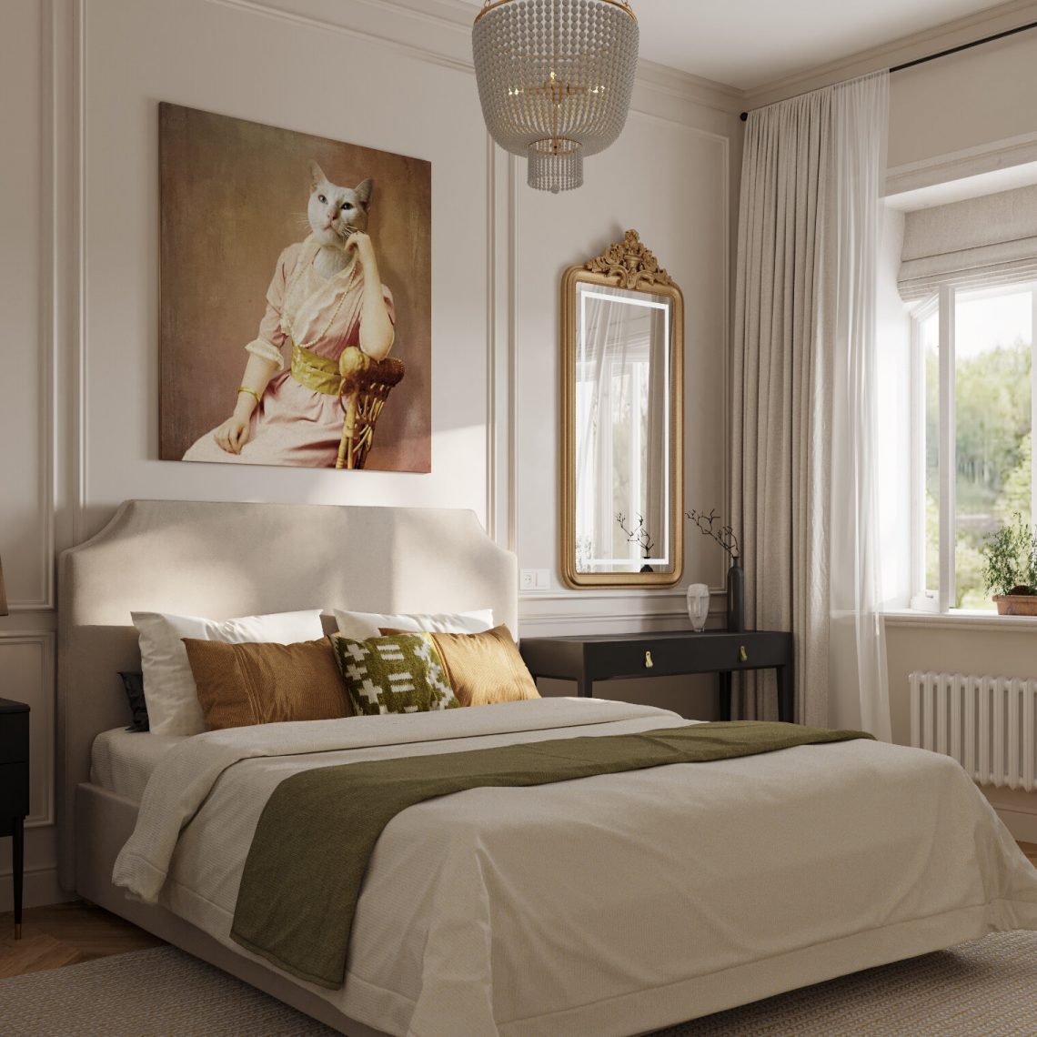 Elegáns lakás, ahol franciás hangulat, klasszikus stílus és modern színek találkoznak