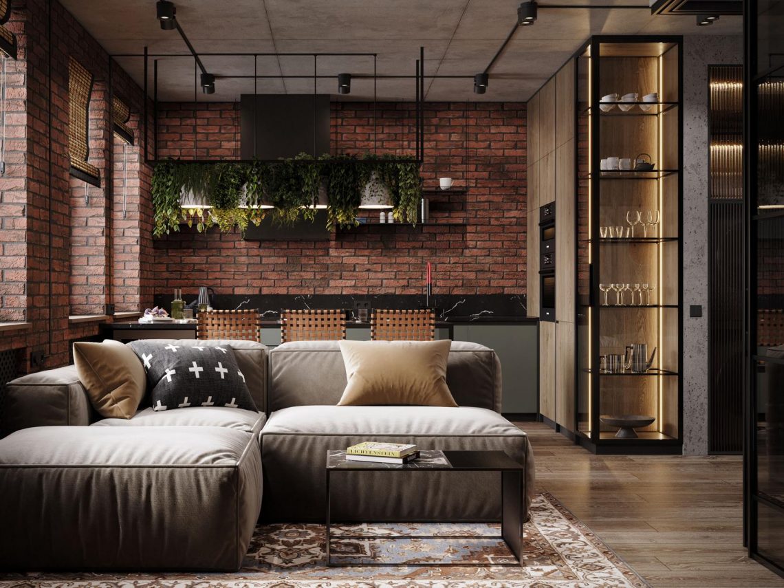 Nem kellett nagy alapterület a férfias, markáns, ipari loft hangulathoz