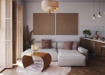 Otthonos, letisztult, modern skandináv stílus természetes anyagokkal és színekkel 48m2-en