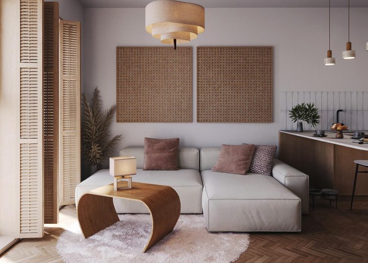 Otthonos, letisztult, modern skandináv stílus természetes anyagokkal és színekkel 48m2-en