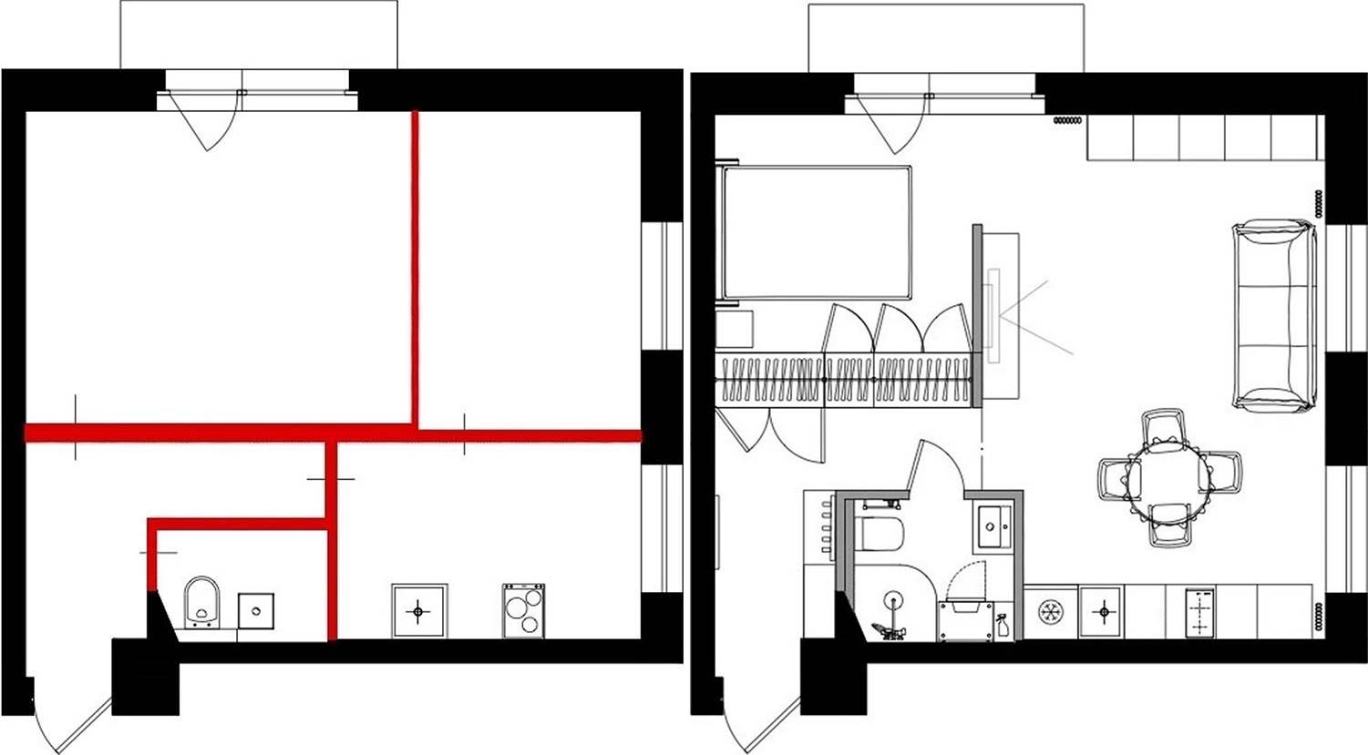 ELŐTTE / UTÁNA: teljes átalakítás és felújítás után klassz, modern otthonná vált a 37m2-es lakás