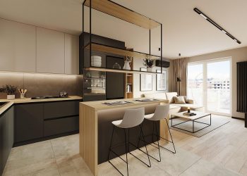 Szuper konyha-nappali tér munkasarokkal egy tágasra hangolt 44m2-es lakásban