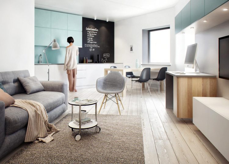 Átalakított elosztás nagyobb nappalival, időtálló, világos dekoráció család otthonában