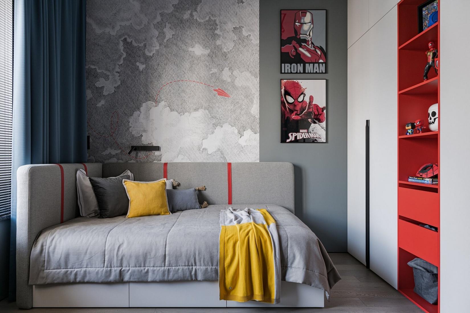 Családi otthon loft, modern és színes elemekkel berendezve, két gyerekszobával Családi otthon loft, modern és színes elemekkel berendezve, két gyerekszobával