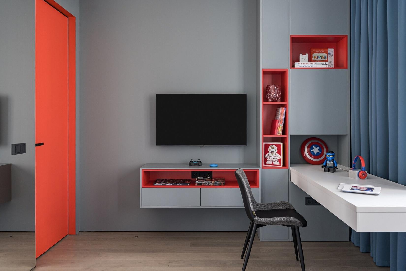 Családi otthon loft, modern és színes elemekkel berendezve, két gyerekszobával Családi otthon loft, modern és színes elemekkel berendezve, két gyerekszobával