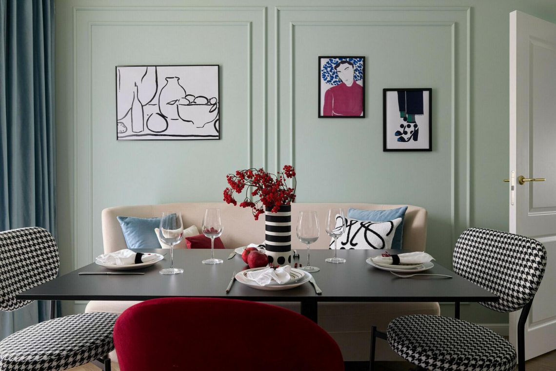 Dekoráció színekkel, mintákkal, formákkal egyszobás kis lakásban