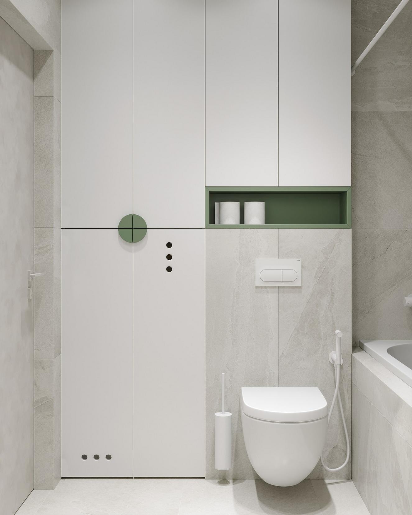 Diáklánynak berendezett 23m2-es lakás lágy szürke, fa és kellemes zöld szín kombinációjával Diáklánynak berendezett 23m2-es lakás lágy szürke, fa és kellemes zöld szín kombinációjával