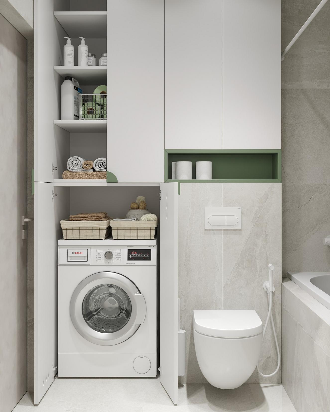 Diáklánynak berendezett 23m2-es lakás lágy szürke, fa és kellemes zöld szín kombinációjával Diáklánynak berendezett 23m2-es lakás lágy szürke, fa és kellemes zöld szín kombinációjával