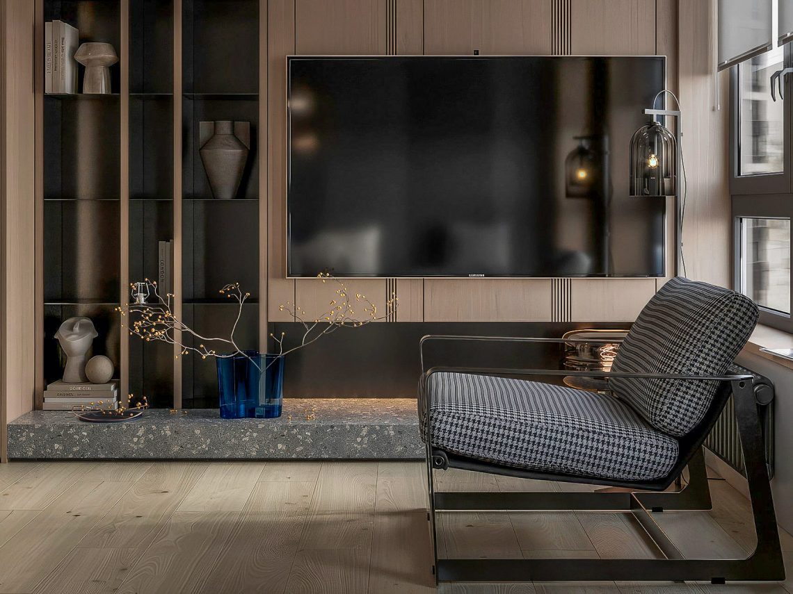 Fiatal jogász férfi mini lakása, stílusos, szigorú, igényes tér 24m2-en