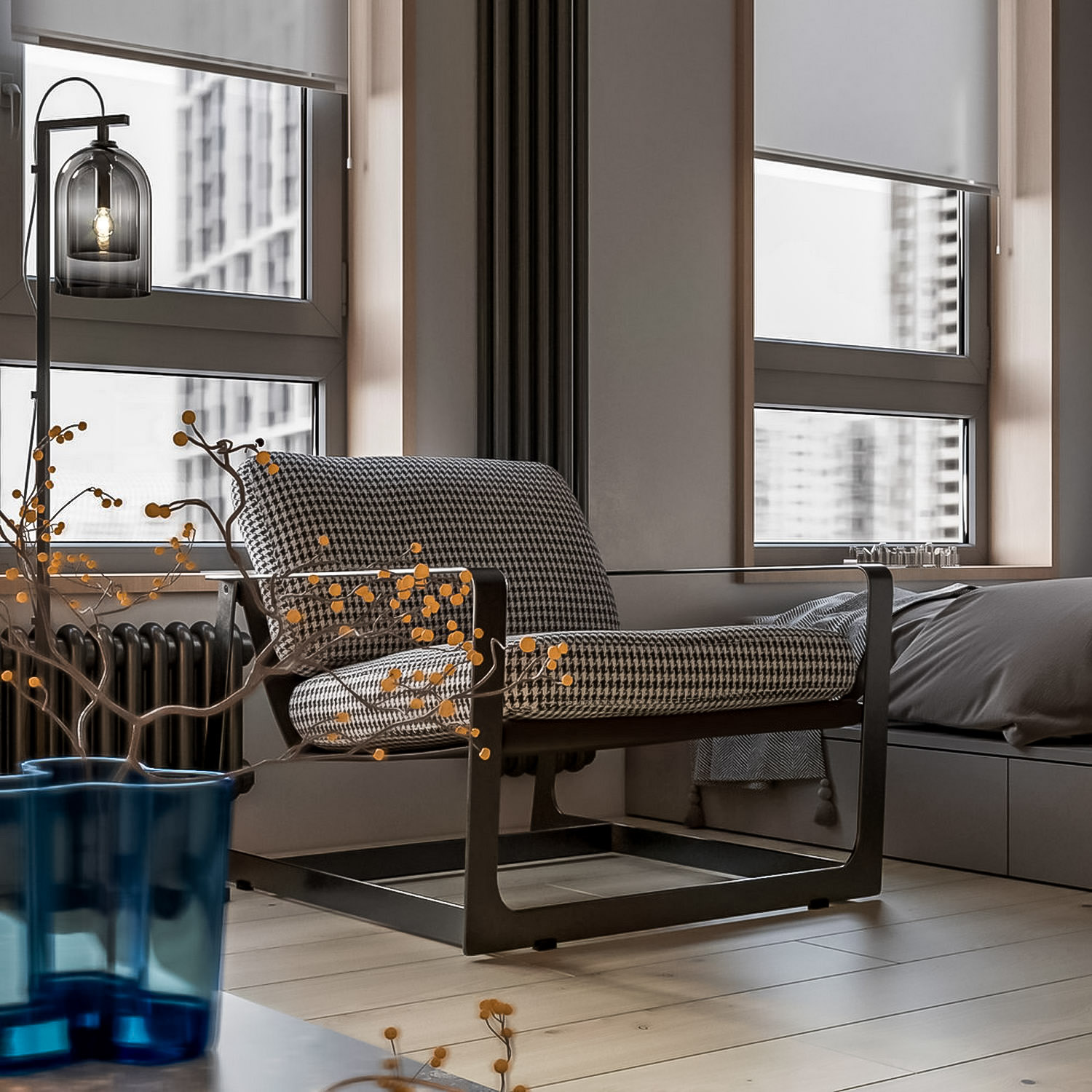 Fiatal jogász férfi mini lakása, stílusos, szigorú, igényes tér 24m2-en Fiatal jogász férfi mini lakása, stílusos, szigorú, igényes tér 24m2-en