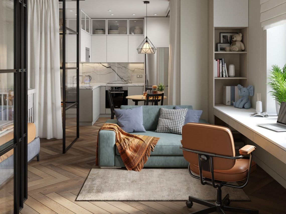 Garzonlakás berendezés fiatal házaspár igényeihez hangolva