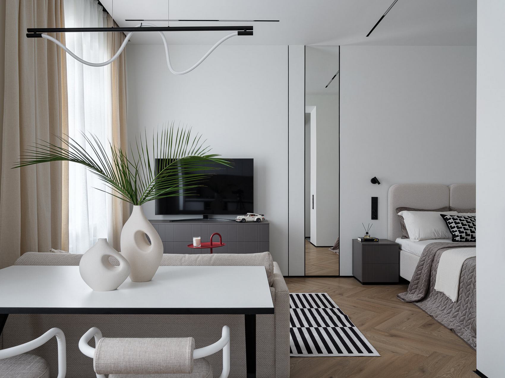 A modern minimalista stílus kis lakásban is jól mutat A modern minimalista stílus kis lakásban is jól mutat