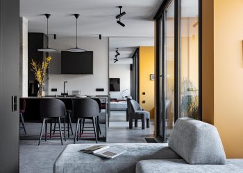 Homoktövis és cseresznye színek, modern stílus 67m2-es lakásban