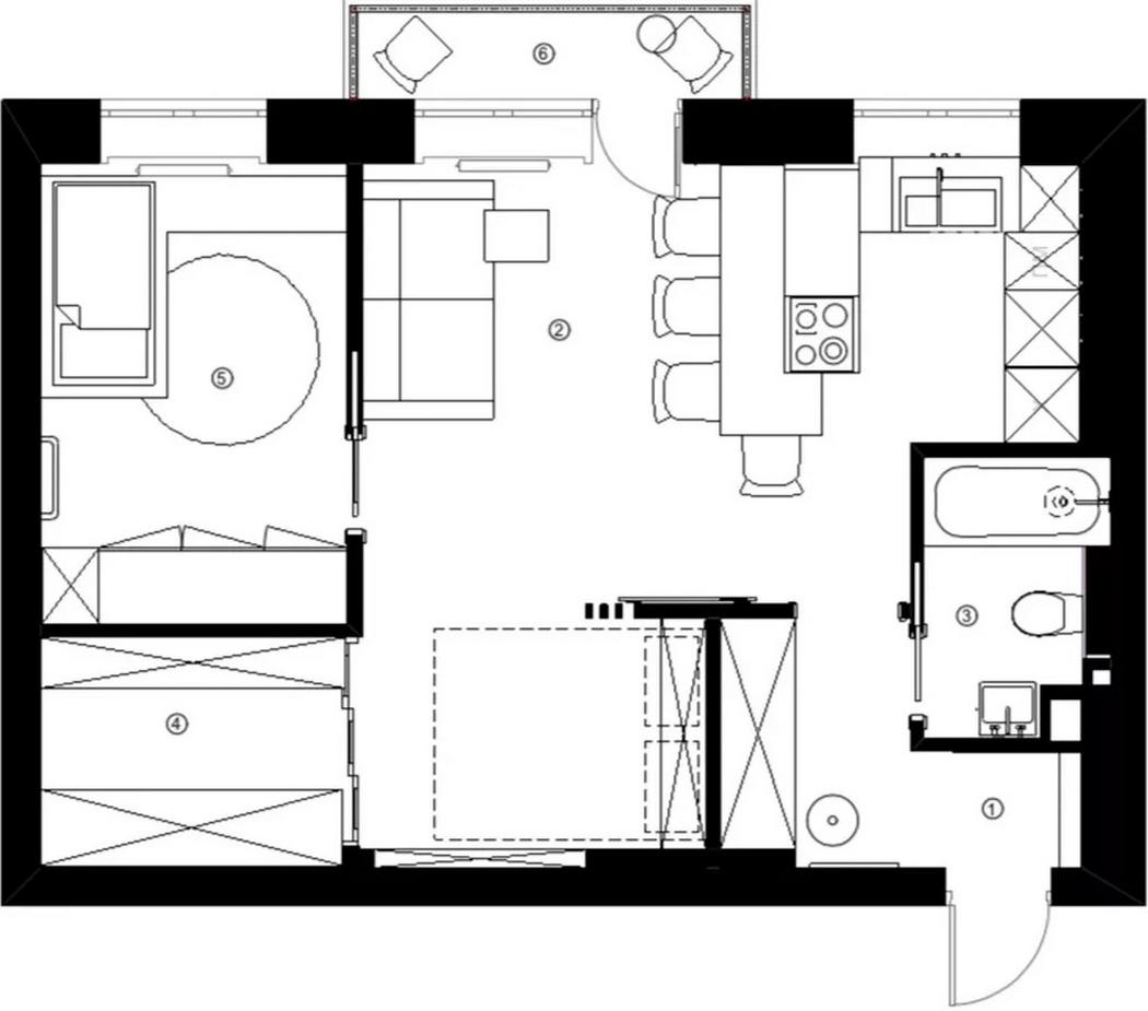 Kis lakás majdnem mint egy háromszobás otthon okos elosztásával, háromfős család 46m2-en Kis lakás majdnem mint egy háromszobás otthon okos elosztásával, háromfős család 46m2-en