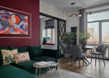 Színes családi otthon modern, klasszikus és etnikai elemekkel, 70m2